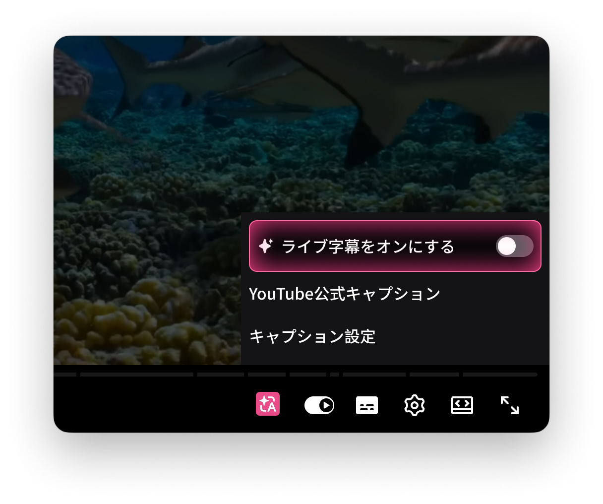 プレーヤー内で翻訳を開始